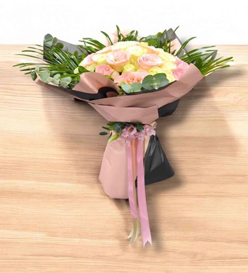 40 beyaz pembe gül, pembe beyaz gül buketi, gül buketi